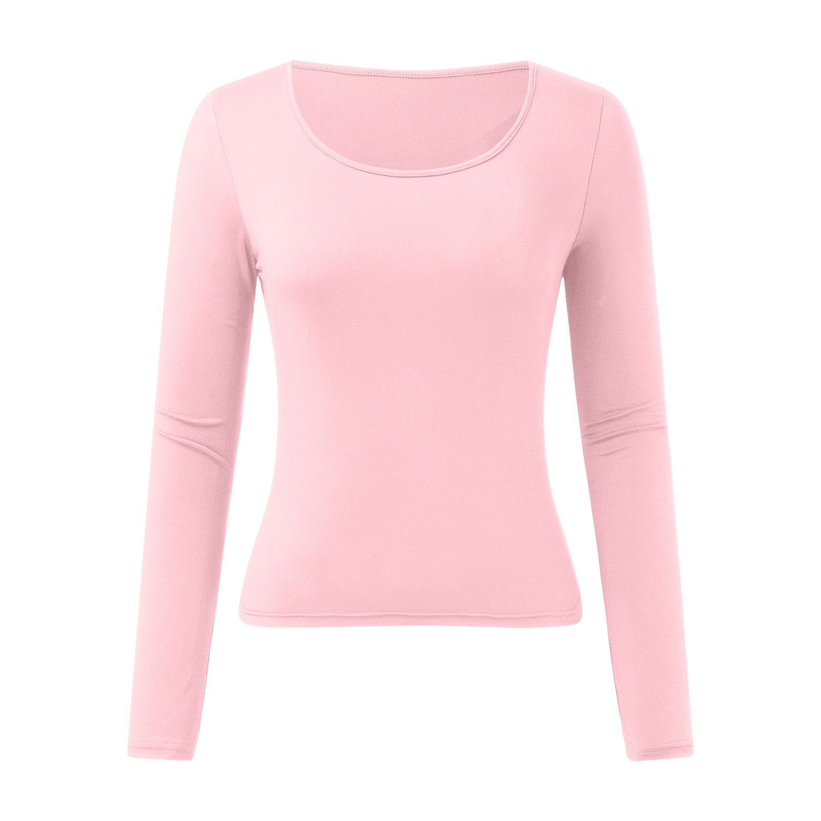thumbnail image 4 of Tops ajustados para mujer: top corto de manga larga y cuello redondo, básico, ajustado, mezcla de poliéster, para entrenamiento/yoga/informal, tallas S-XL, 4 of 5